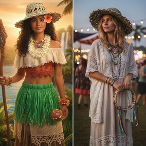 Tropical Straw Party Hat – New, Adult Size